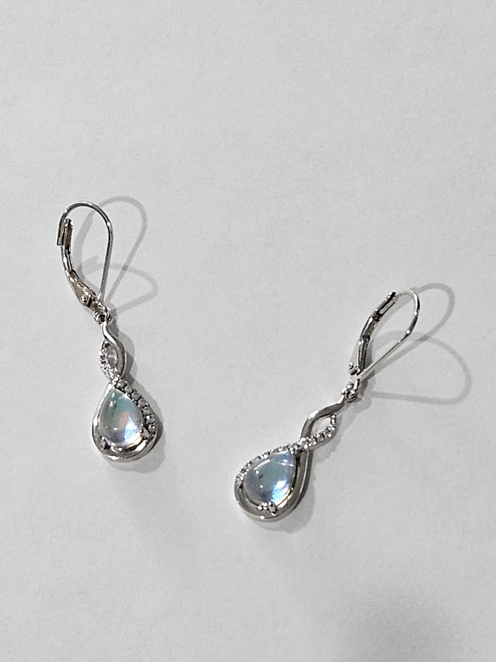 NWT Molenia Silver Zirkonias Blue Stone Drop Earrings Feminine Wedding Party - Picture 3 of 7